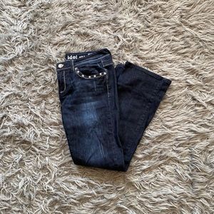 low rise embellished flare jeans!